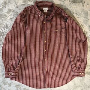 Carhartt Mens Plaid Long Sleeve Button Up Shirt 2XL Red Cotton Work Casual